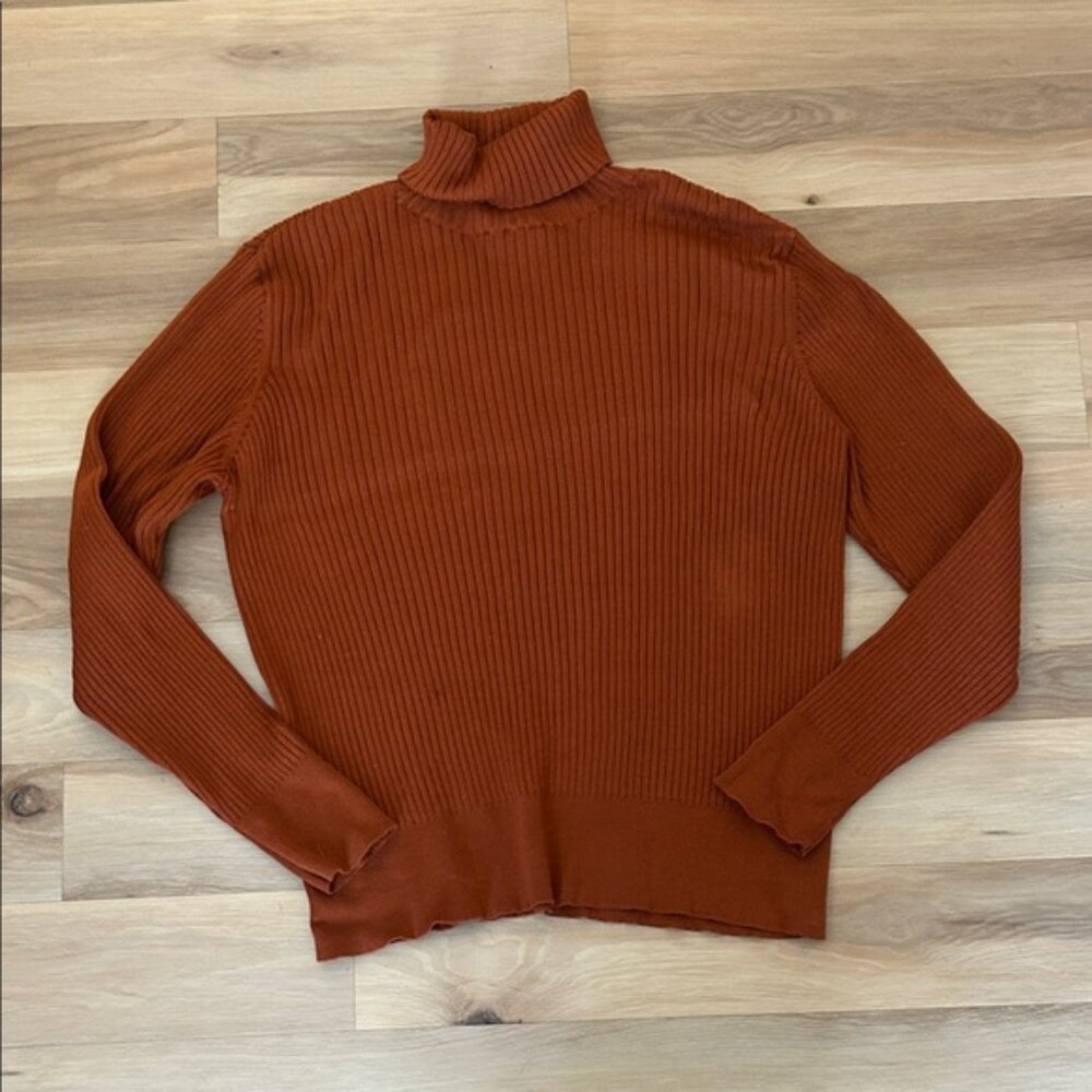 Apt. 9 Burnt Orange Ribbed Turtleneck